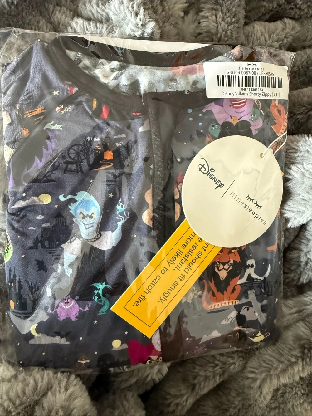 Little Sleepies Shorty Zippie. Gray Villains Short Sleeve Zip Rompe
